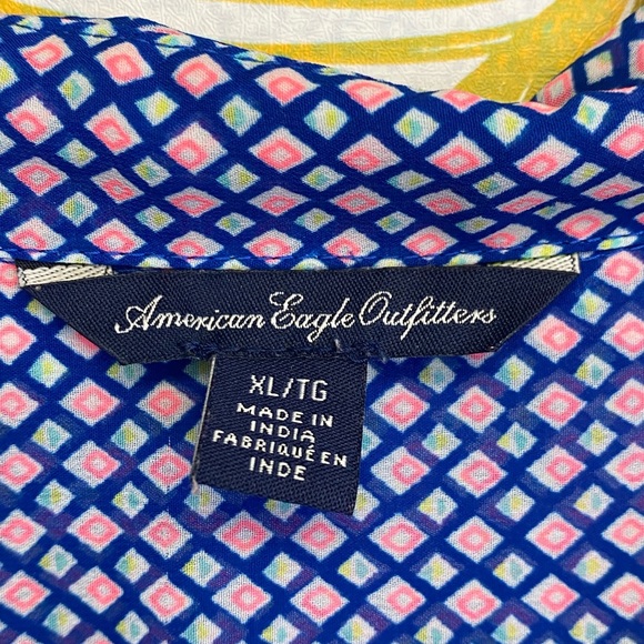 American Eagle Pink/Blue Sheer Lightweight Shirt - Picture 4 of 6